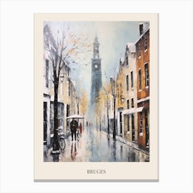 Vintage Winter Painting Poster Bruges Belgium 2 Canvas Print