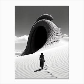 Dune Sandworm Black And White Canvas Print