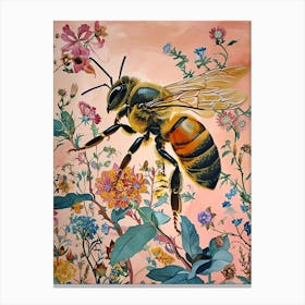 Floral Animal Painting Honey Bee 2 Canvas Print