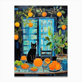 Oranges And Cat Canvas Print