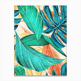 Vintage Tropical Leaves Canvas Print