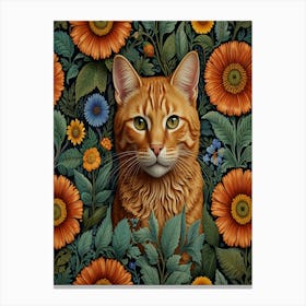 William Morris inspired cat print 10 Canvas Print