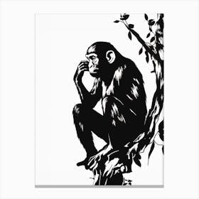 Thinker Monkey Graffiti Drip Illustration 4 Canvas Print
