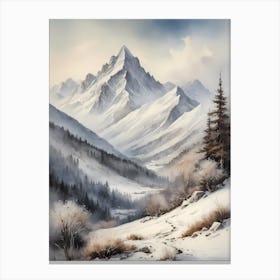 Vintage Muted Winter Mountain Landscape (20) Canvas Print