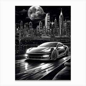 Tesla Model S City Line Drawing 4 Canvas Print