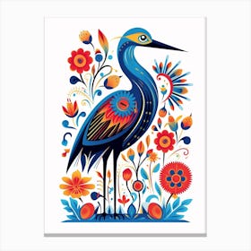 Scandinavian Bird Illustration Great Blue Heron 4 Canvas Print