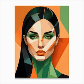 Geometric Woman Portrait Pop Art (28) Canvas Print