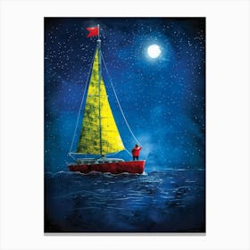 Sailboat At Night Canvas Print