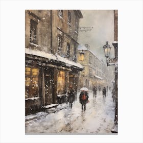 Vintage Winter Painting Krakow Poland Canvas Print