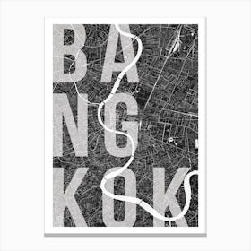 Bangkok Mono Street Map Text Overlay Canvas Print