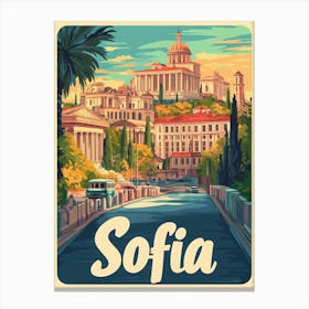 Aihrgdesign A Retro Travel Poster For Sofia 4 Canvas Print