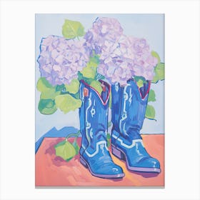 A Painting Of Cowboy Boots With Lilac Flowers, Fauvist Style, Still Life 2 Canvas Print