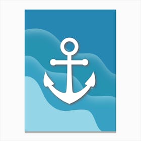 Blue Sea Anchor Canvas Print