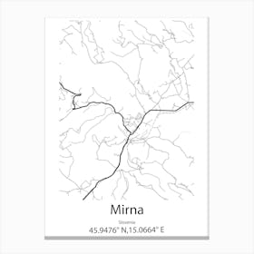 Mirna Pec,Slovenia Minimalist Map Canvas Print