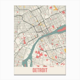 Detroit Map Poster Canvas Print