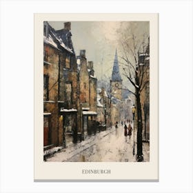 Vintage Winter Painting Poster Edinburgh Scotland 2 Canvas Print