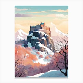 Vintage Winter Travel Illustration Edinburgh Scotland 4 Canvas Print