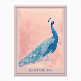 Peacock In The Wild Cyanotype Inspired 1 Poster Canvas Print