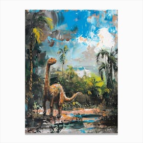 Dinosaur In The Tropical Landscape Painting 3 Canvas Print
