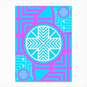 Geometric Glyph Abstract in White and Bubblegum Pink and Candy Blue n.0084 Canvas Print