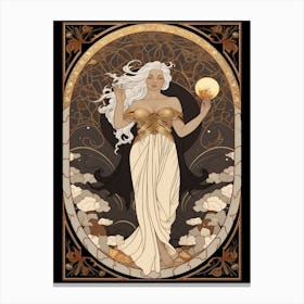 Greek Goddess In Black And Gold Canvas Print