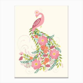 Floral Peacock Canvas Print