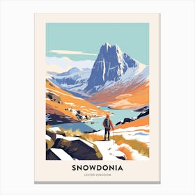 Vintage Winter Travel Poster Snowdonia National Park United Kingdom 4 Canvas Print