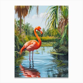 Greater Flamingo Camargue Provence France Tropical Illustration 1 Canvas Print