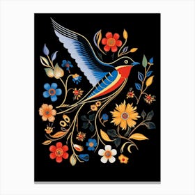 Folk Bird Illustration Barn Swallow 1 Canvas Print