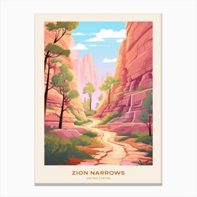 Zion Narrows Usa 2 Hike Poster Canvas Print