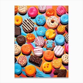 Colourful Biscuits & Sweet Treats Pattern 3 Canvas Print