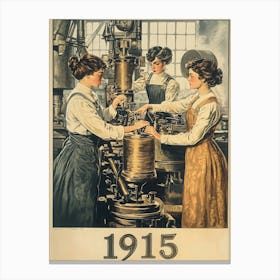 Aihrgdesign A Vintage Poster Showing Women Working In Factori 1190277c E88e 4d2a 80ce 7416de5c8e8f 3 Canvas Print