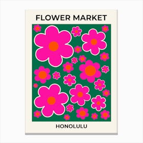 Flower Market Honolulu Green And Pink Canvas Print