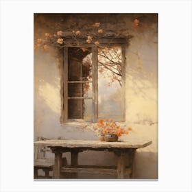 Table With Flowers- Canvas Print