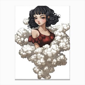 Girl In Clouds Canvas Print