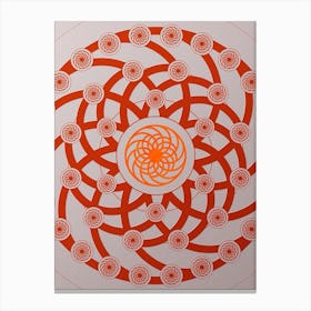 Geometric Abstract Glyph Circle Array in Tomato Red n.0034 Canvas Print