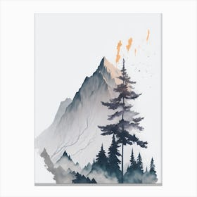 Mountain And Forest In Minimalist Watercolor Vertical Composition 105 Canvas Print