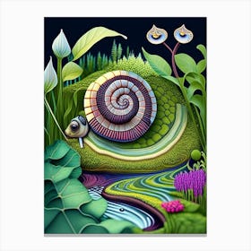 Snail By Freshwater Stream Patchwork Canvas Print