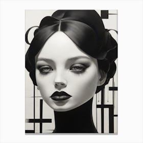 Black And White Portrait Of A Woman Canvas Print