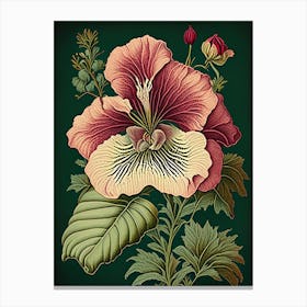 Hibiscus 3 Floral Botanical Vintage Poster Flower Canvas Print