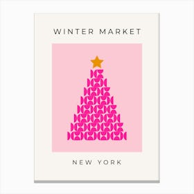 Winter Market | 09 - Pink Christmas Tree Canvas Print