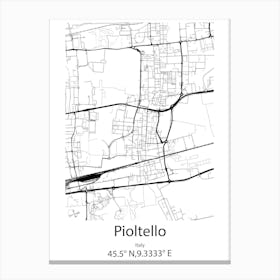 Pioltello,Italy Minimalist Map Stampe su tela