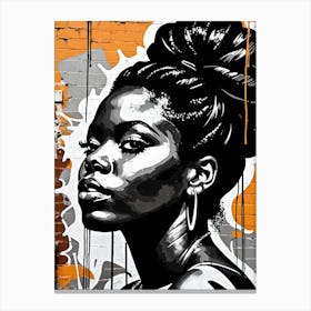 Vintage Graffiti Mural Of Beautiful Black Woman 90 Canvas Print