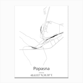 Popasna,Ukraine Minimalist Map Canvas Print