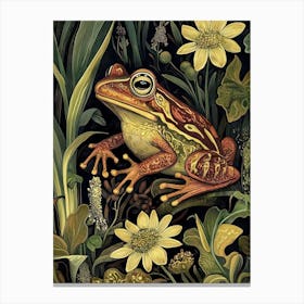 William Morris Frog Toad Red Green Vintage  Canvas Print