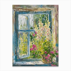 Foxglove Flowers On A Cottage Window 4 Canvas Print