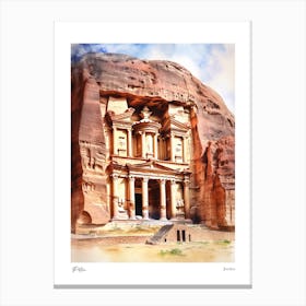 Petra, Jordan 2 Watercolour Travel Poster Canvas Print