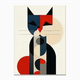 Abstract Geometric Cat Portrait Canvas Print