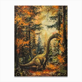 Dinosaur In An Autumnal Forest 1 Canvas Print