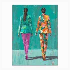 Two Women In Colorful Suits 1 Canvas Print
